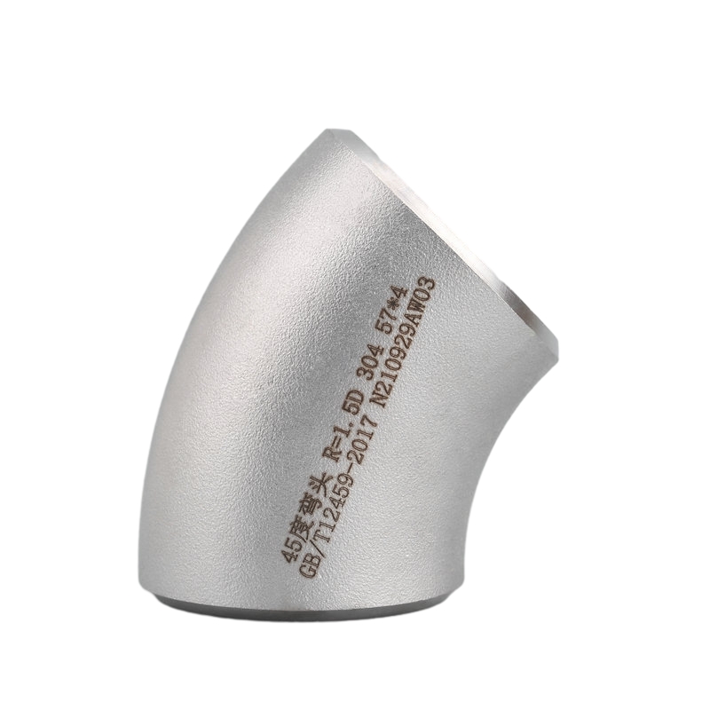 Ruostumattomasta teräksestä valmistettu 45 ° hitsatut kyynärpääputken varusteet Vaaka ohjata putkilinja